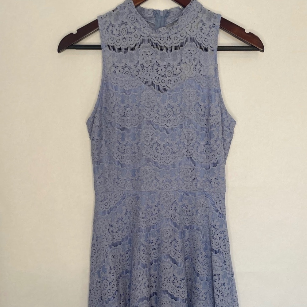 NWT Francesca’s Periwinkle Oxford Blue Lace Sleeveless Mini Dress size Small NEW